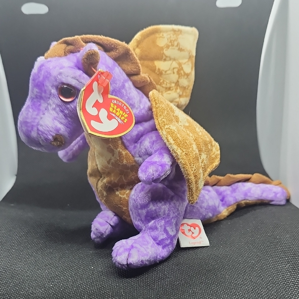 Ty Legend Purple and Brown Plush Dragon